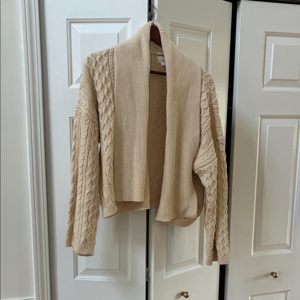 Anthropologie Cream Cable Knit Cardigan - One Size Fits All